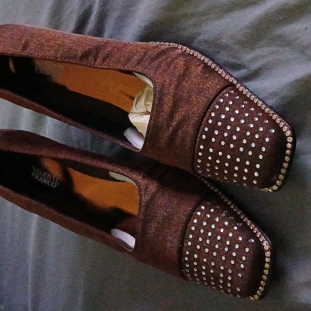 Valenti Franco shoes Brown Shimmer Rhinestone Tip 8 1/2